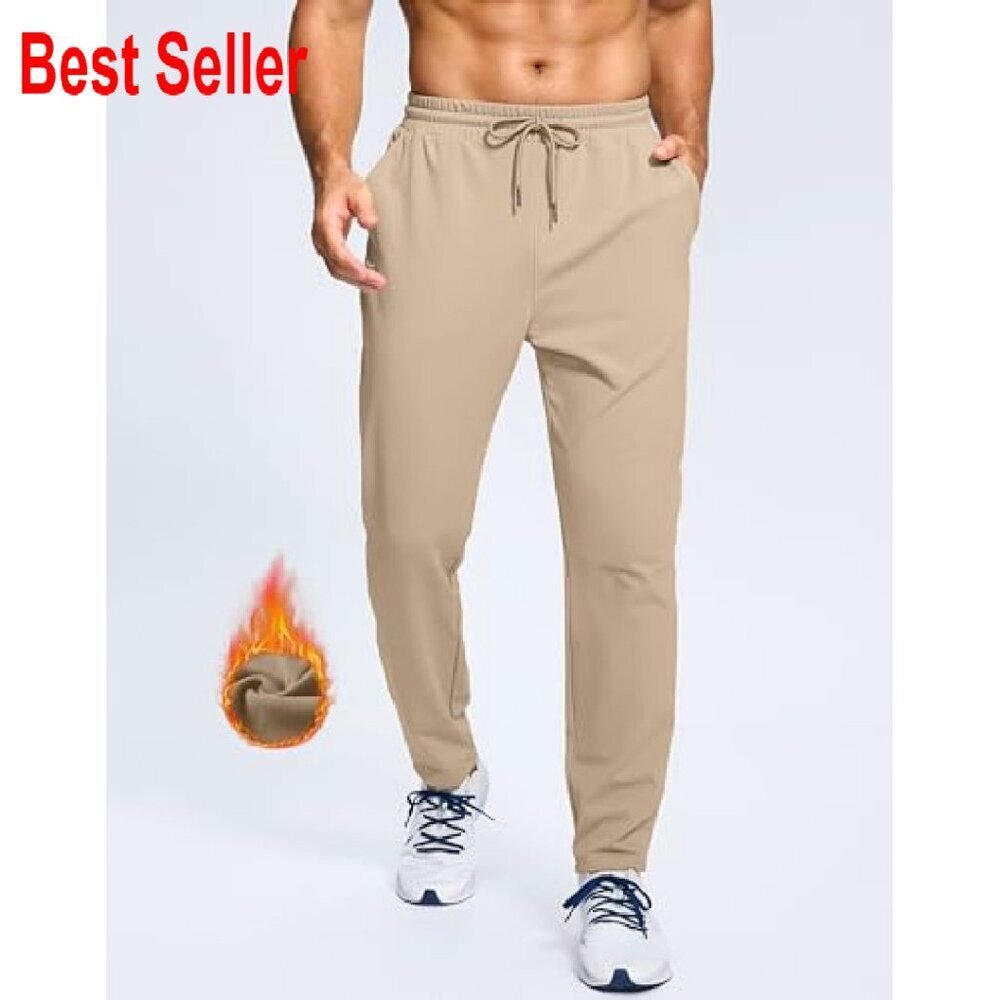 Fleece Lined Joggers Winter Warm Athletic Sweatpants Gym Running Workout - Picture 3 of 7